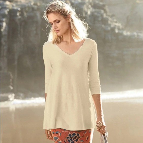 Peruvian Connection ivory Pima Cotton Sanibel tunic XS - Picture 1 of 6